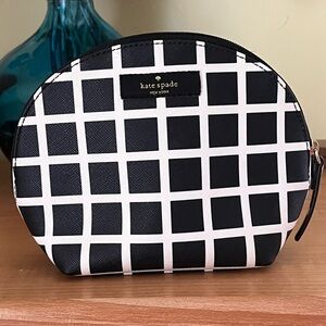 Kate Spade Black and White Grid Cosmetic Bag